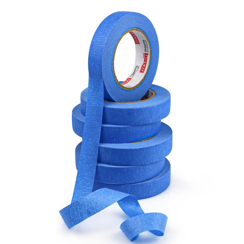 JIALAI HOME 6 Rolls Painters Tape 1 inch Bulk Painter Tape Roll, Blue Masking Tape, Blue Paint Tape 1 Inches x 60 Yards for General Purpose Walls Painting, Automotive