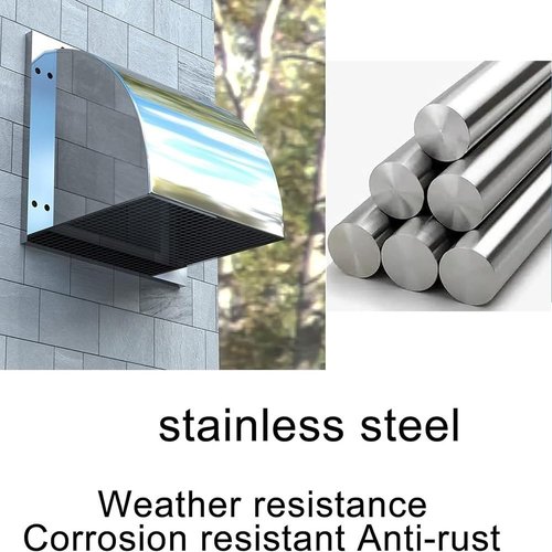 BERWDUXA 12" 14" 18" Dryer Vent Cover Outside, Exhaust Hood Wall Vent with Mesh Screen, Weatherproof Square Duct Vent, Kitchen Ventilation(450mm/18in)