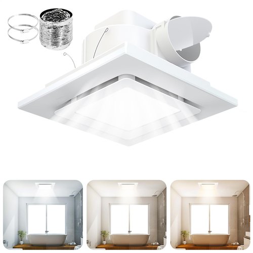 LESANM Exhaust Fan with Light, 12 inch Square Ceiling Mount Quiet Exha ...
