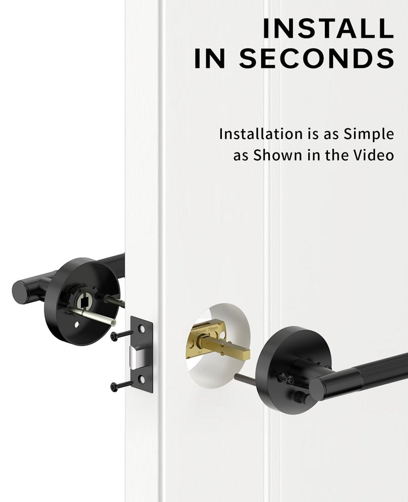 Asidrama 4 Pack Privacy Door Handles with Lock,Matte Black Door Handles Interior for Bedroom or Bathroom, Heavy Duty Black Door Levers, Reversible Keyless Turn Lock Interior Door Handle