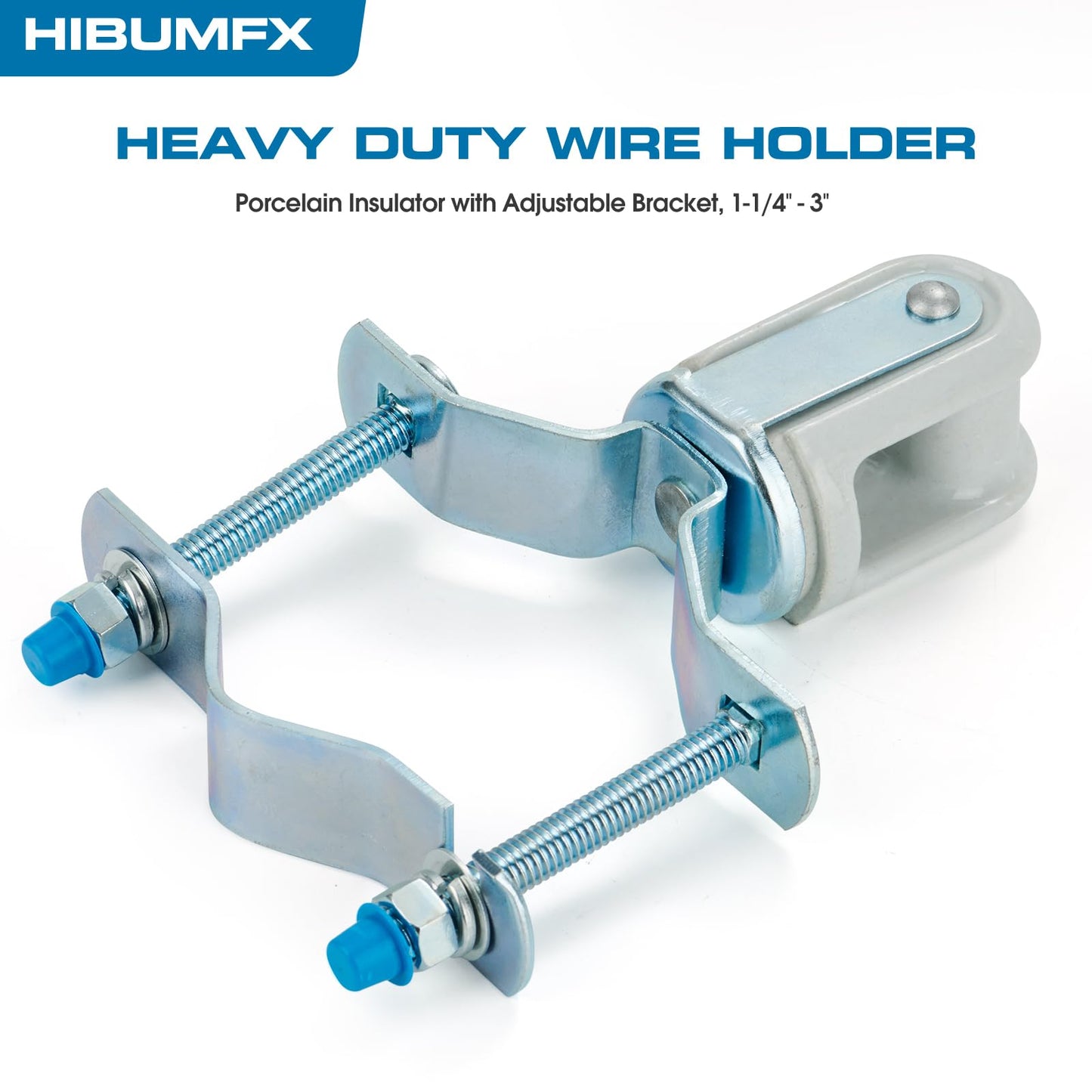 HIBUMFX Heavy Duty Wire Holder, Porcelain Insulator with Adjustable Bracket, 1-1/4" - 3" (1)