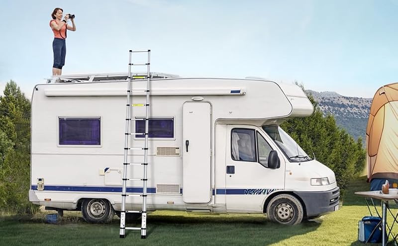 UC UP CLIMBER Silver 12.5FT Telescoping Heavy Duty Ladder 330lbs Capacity