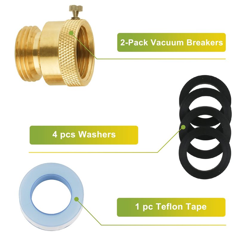 SUNGATOR Anti Siphon Valve, Hose Bib Vacuum Breakers Set, 3/4 Inch Backflow Preventer for Garden Spigot, RV, Solid Brass Anti-Backflow Valve with Sealing Tape (4-Pack)