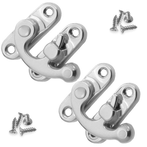 Biaungdo 5pcs Retro Vintage Style Swing Bag Clasp Closure Lock Latch for Furniture Wooden Box Jewelry Case Silver Tone with Mounting Screw & Screwdriver, 33 x 29 mm