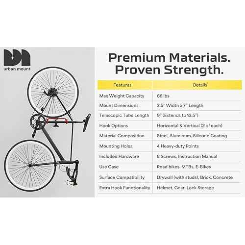 2 Pack Wall Mount Bike Rack Garage - Mountain Bike Wall Mount Horizontal Vertical Design with 66lbs Cap, Screws, Installation Manual - Secure Road Cycling Holder Storage, Bicycle Hanger for Home