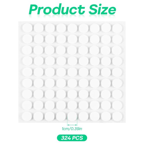 Nogeqi 324PCS Small Furniture Felt Pads, Self Adhesive Felt Cabinet Door Bumpers, 0.39 in/1 cm Adhesive Dots to Protect Furniture Tabletop Cabinet Drawer (White, 4 Sheets)