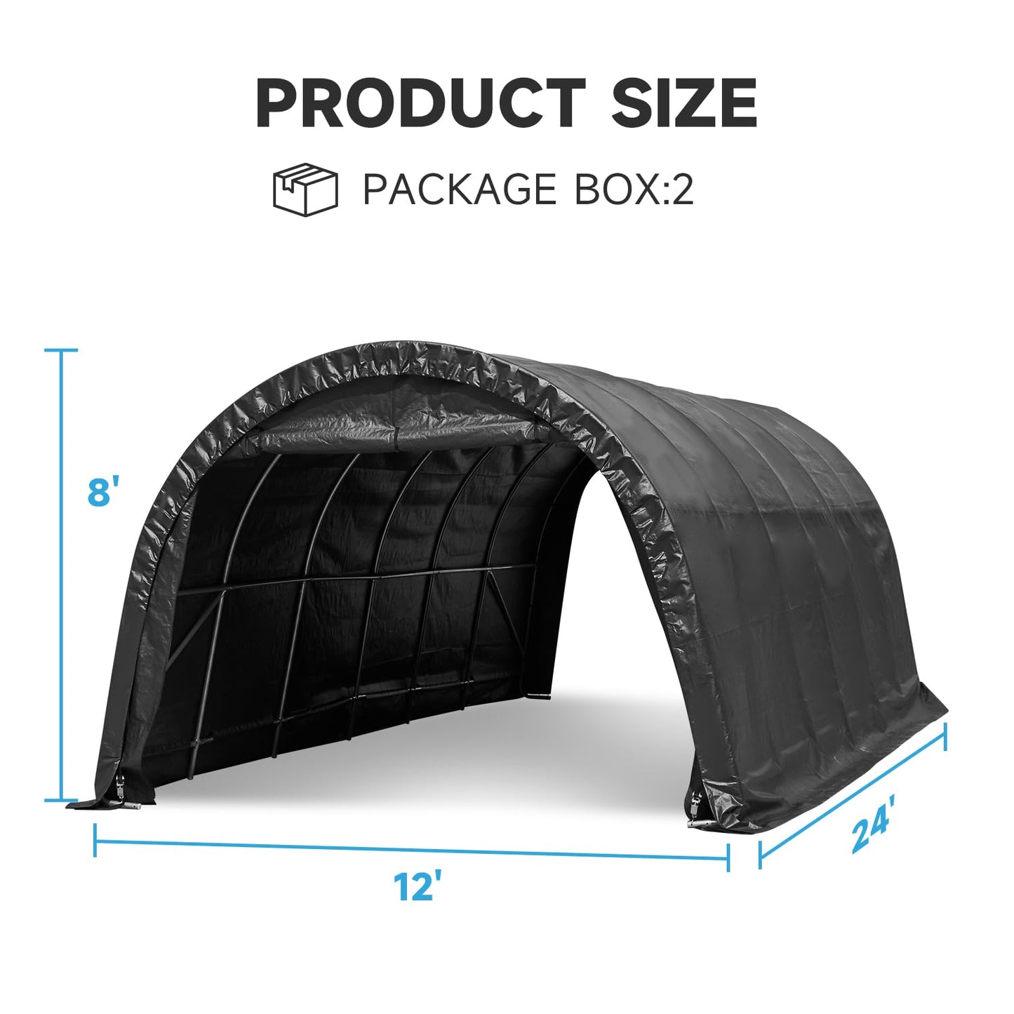 MELLCOM 12 x 24 FT Heavy Duty Carport, Portable Garage with Reinforced All-Steel Frame and Round Style Roof, Anti-Snow All Covered Car Canopy Outdoor Waterproof Storage Shelter for Car, Truck, Boat