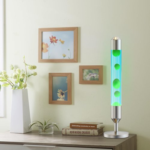 Kyzfy 24.4-Inch Relaxing Liquid Motion Lamps,Magma Lamps, Home Decor Living Room Office Bedroom Lamp ((Green Wax, Blue Water/Silver))