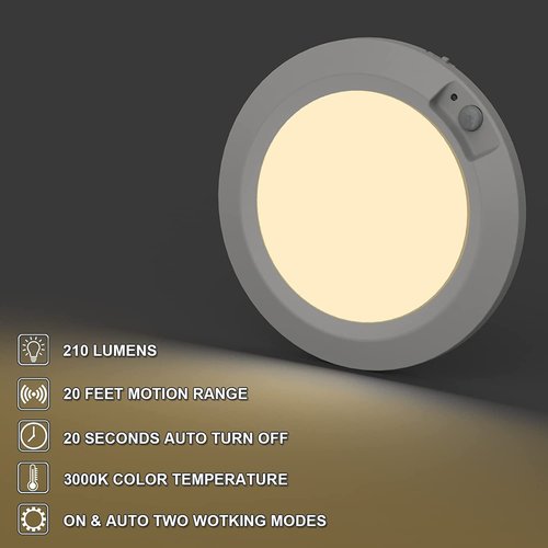 Awanber Motion Sensor Battery Operated LED Lights Indoor 210LM 3000K for Closet, Stair, Laundryroom, Stairwell, Hallway, Shed, Kitchen Cabinet - Warm White (2 Pack)