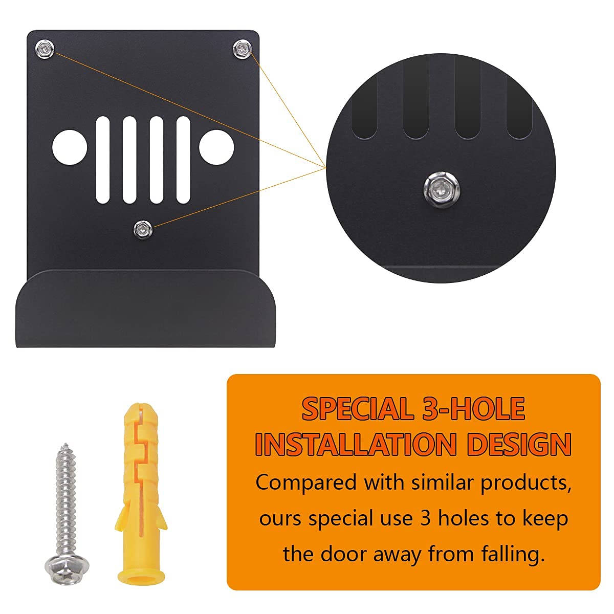A-KARCK Wall Mount Door Hangers 4pcs, Door Storage Bracket with Rubber Lining Compatible with Jeep Wrangler JK JKU JL, Saving Garage Space