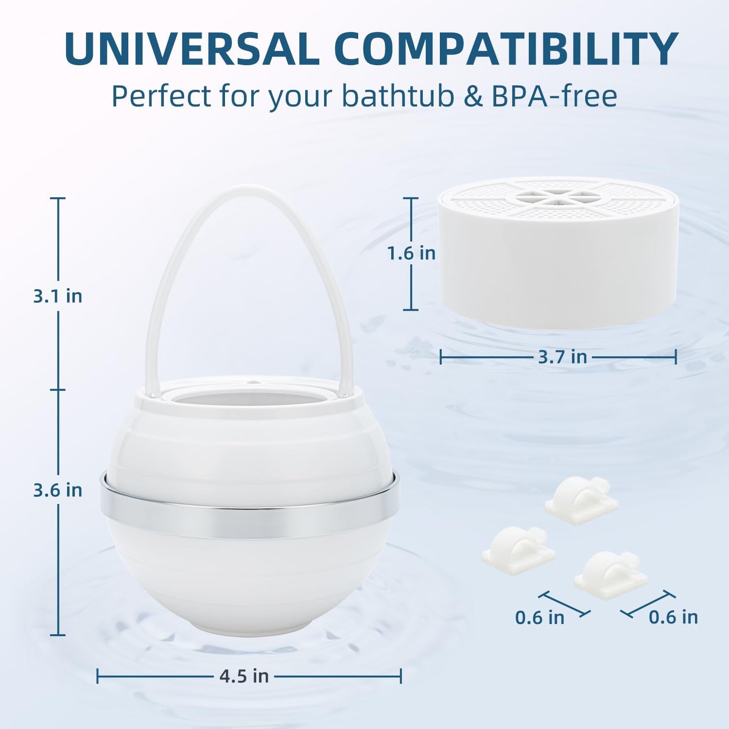 Bath Water Filter, Bathtub Water Filter, Bath Filter for Tub,Bath WaterFilter for Tub Faucet - BPA Free - White