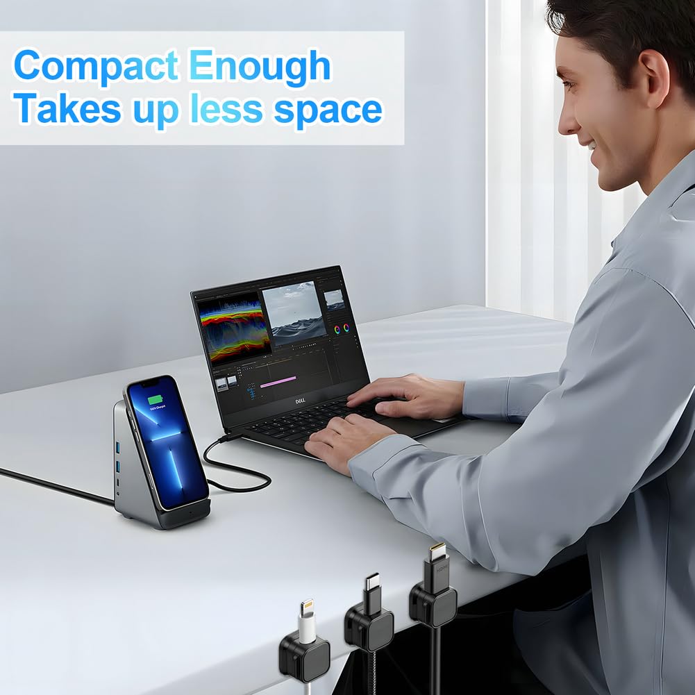 18 Pack Cord Organizer Holder,Magnetic Cable Clips Management,Easy Strong Adhesive Phone USB Charger Cord,Hide Or Organize Desk Cable for Kitchen,Office,Car,Nightstand(Black)