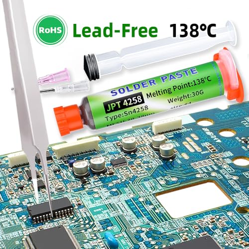 Sn42-Bi58 Solder Paste, No Clean Lead Free 30g Soldering Paste, 138¡É Melting Point, Low Temp Solders Pastes for Electronics Flux for BGA, SMD Repair (5 Pack)