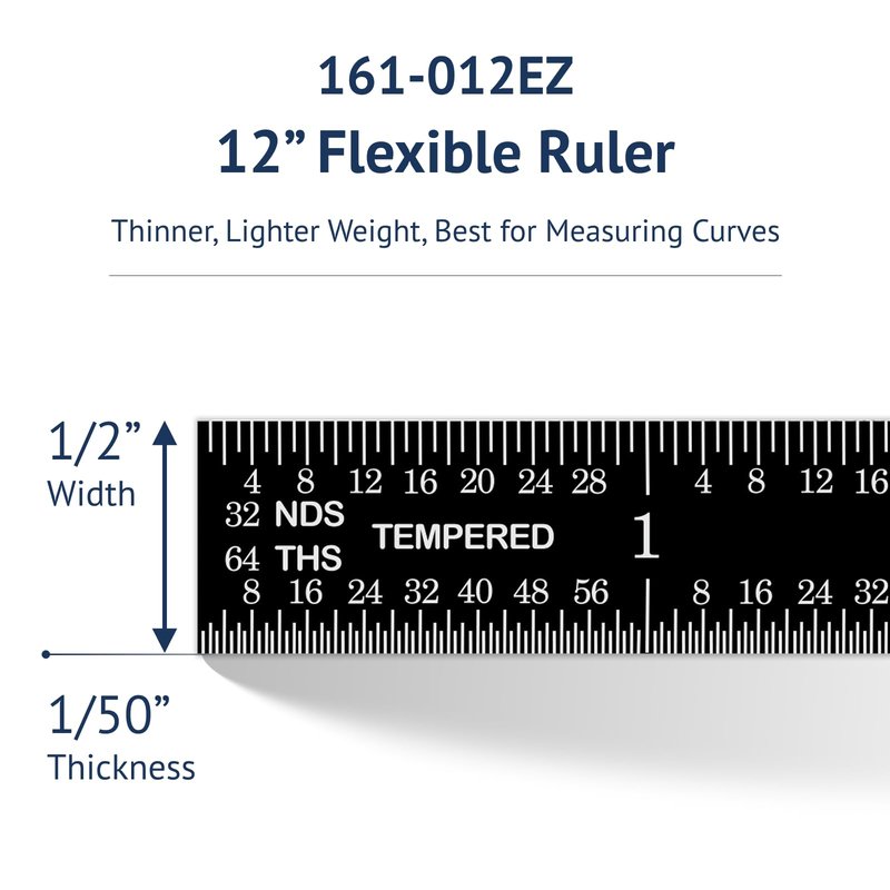 PEC Tools Stainless Steel Ruler Set (6"+12"), High-Contrast Machinist Ruler with Markings 1/32", 1/64", 1/50" and 1/100", Made in USA
