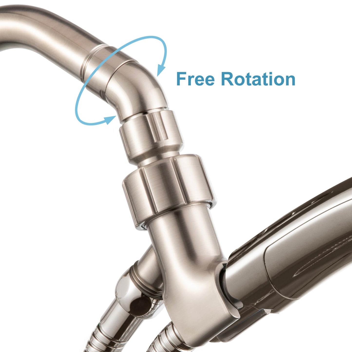 OFFO Shower Head Elbow Adapter, Brushed Nickel All Metal Handheld Shower Head Elbow Adapter Shower Arm Angle Adapter 135 Degrees