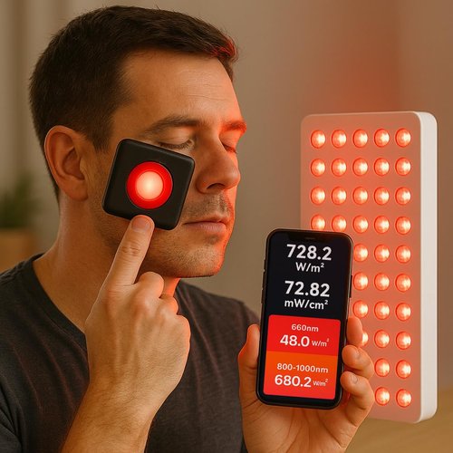 High-Precision LED Phototherapy Light Meter – Accurately Measures 660nm Red Light and 850nm Near-Infrared (NIR) Irradiance