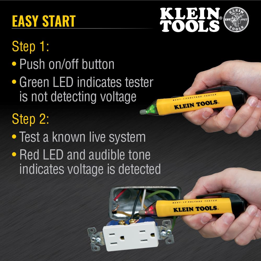 Klein Tools NCVT1PKIT Electrical Tester Kit with Non-Contact Low Voltage Test Pen, 50 to 1000V AC and GFCI Receptacle Tester, 2-Piece