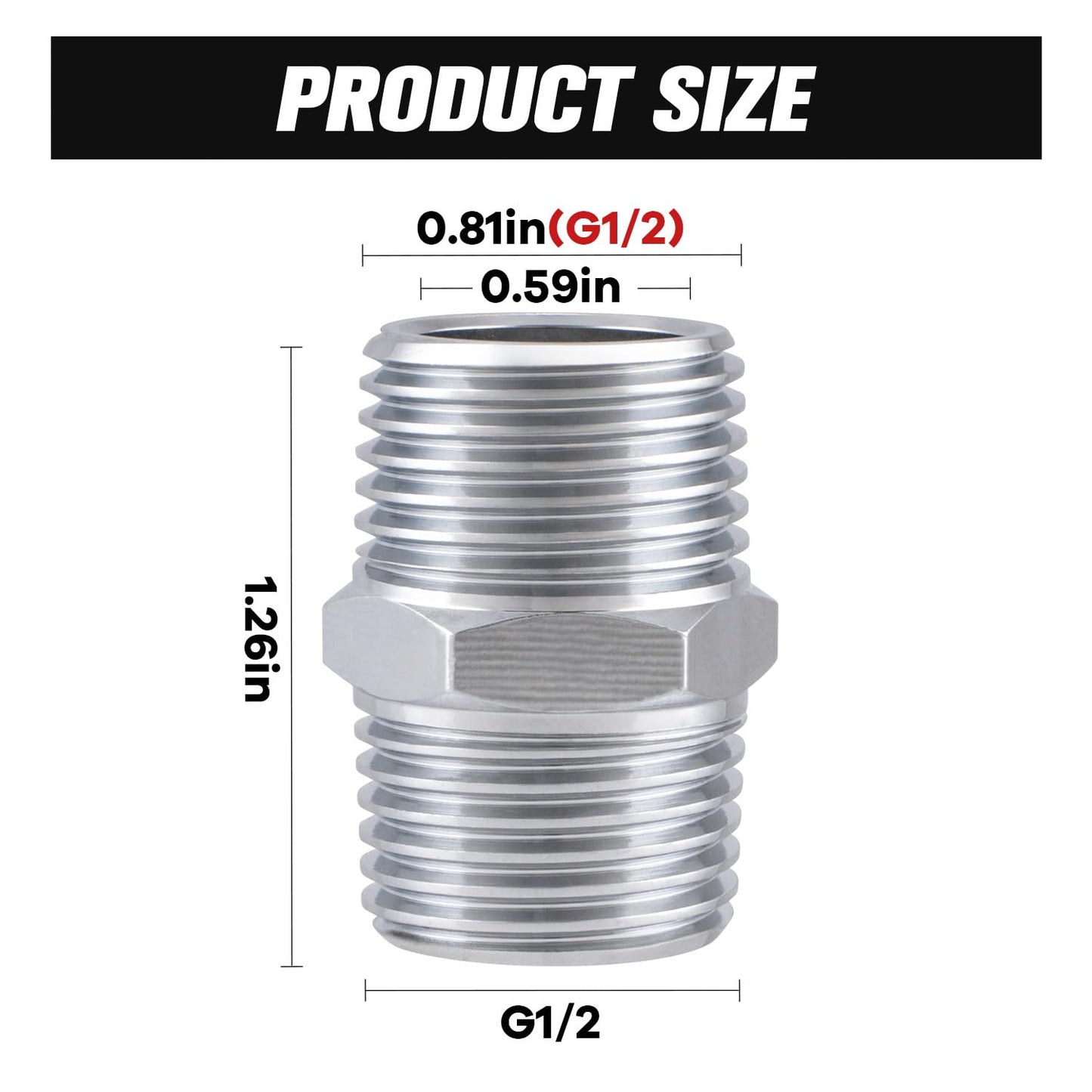 Shower Hose Extension Connector, Male NPT 1/2x Male NPT 1/2 Shower Hose Extender Fitting Extra Long Joint, Used to Connect Two Hoses, Chrome(2 Packs )