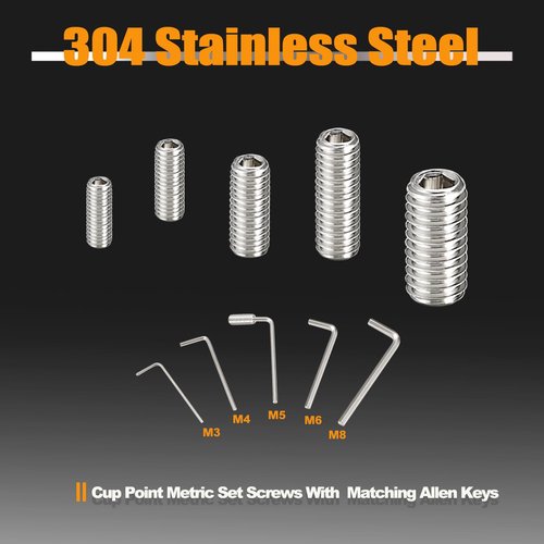 Kadrick 304 Stainless Steel Screws, 275 Pcs Metric Set Screws M3-M8, 3mm-16mm Lengths