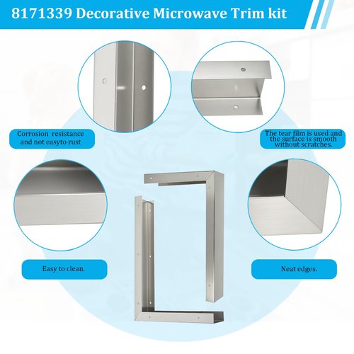 8171339 Microwave Filler Kit 15.75 L x 10.9 W x 3 H Gap Cover for Over-the-Range Ovens Anti-Rust & Durable Replaces Whirlpool GE LG Microwave Trim Kit
