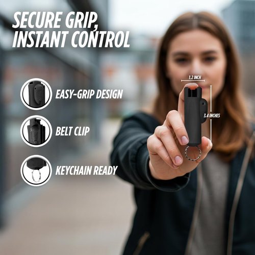 Guard Dog Security Pepper Spray Self Defense for Women, Men, OC Spray, AccuFire World’s Only Laser Sight Pepper Spray Keychain with Belt Clip for Quick Access, 16 Feet Range