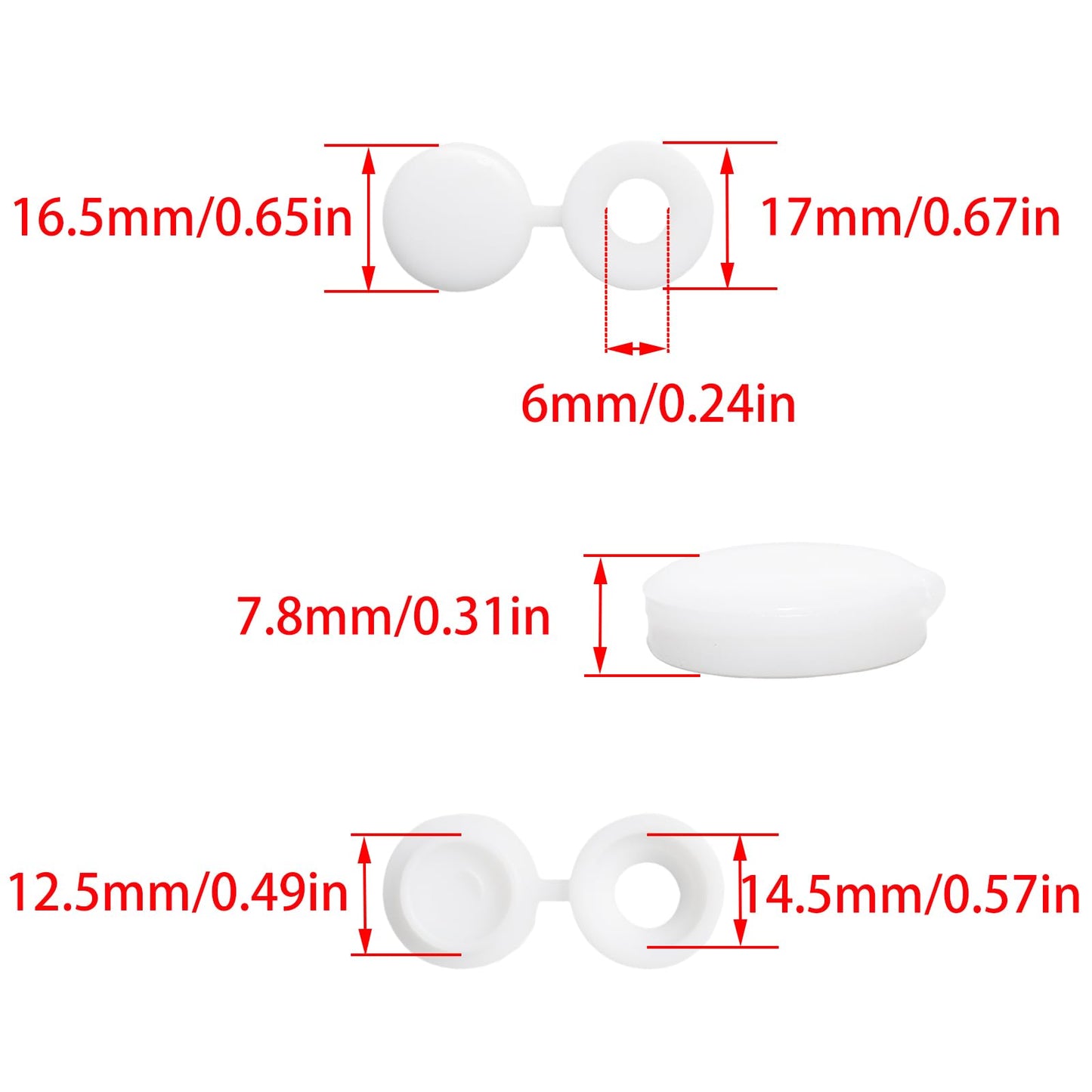 Pocoxll 100 White Plastic Hinged Screw Caps, Fold Screw Snap Covers Flip Tops for Decorative and Protective Use (Large)