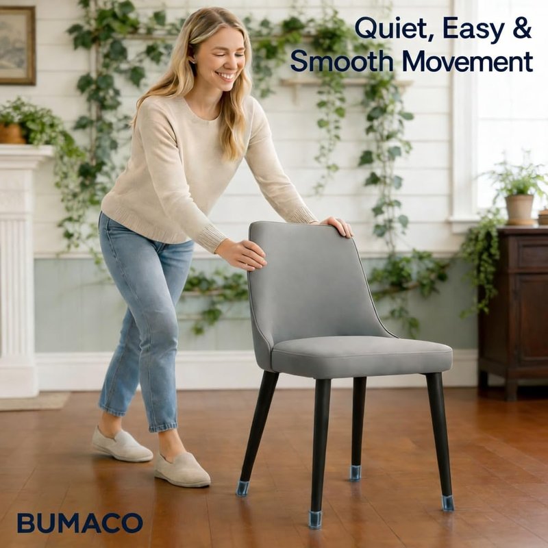 BUMACO Chair Leg Floor Protectors Rectangle Chair Leg Protectors for Hardwood Floors Silicone Pads Covers to Protect Floors(Clear-20 Pcs, Rectangle L (Fit L:1-1/2” ~ 2”,W:3/4”~1”)