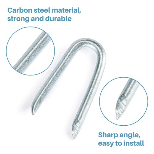 Sukh 210 PCS U Fence Staples - Galvanized U Shaped Nails Heavy Duty Staples Fencing Staples U Nails for Wood Fencing Barbwire Fence (Siver