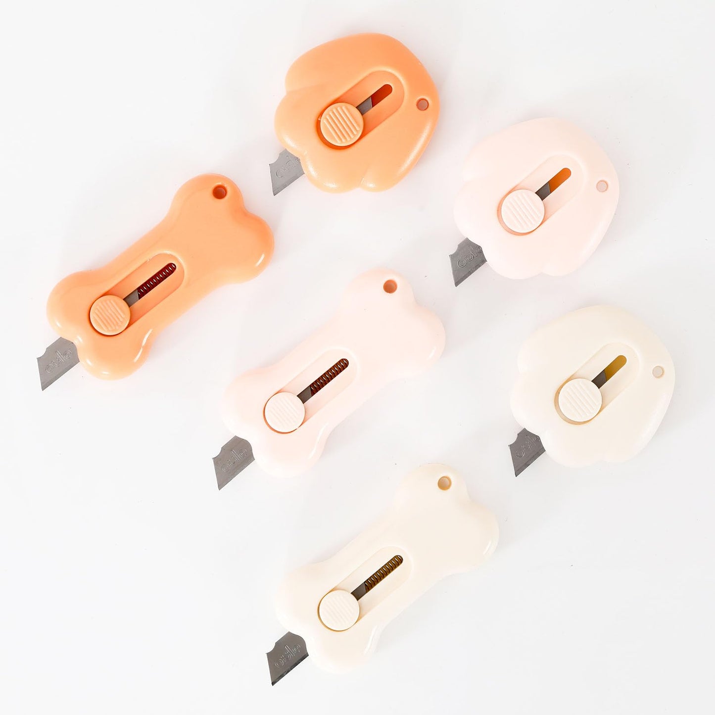 YTMEROK Mini Retractable Letter Opener Bones and Cat PAWS kawaii for women box cutter mini cute box cutter 2 Shapes 3 Colors(6PCS) cat paw Courier knives