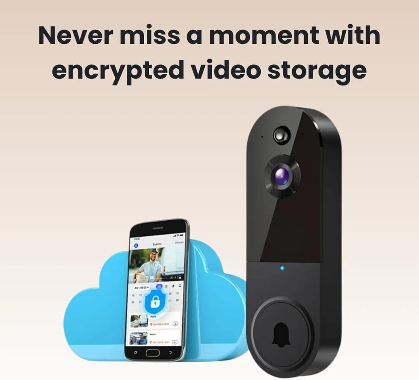 Safe Doorbell, Safe Doorbell Camera Wireless, Safedoorbell, Smarter Way to Protect Your Home, Wireless Wi-Fi Video Doorbell, 1080p SmartWireless Video Doorbell Camera Chime(M50 Black)