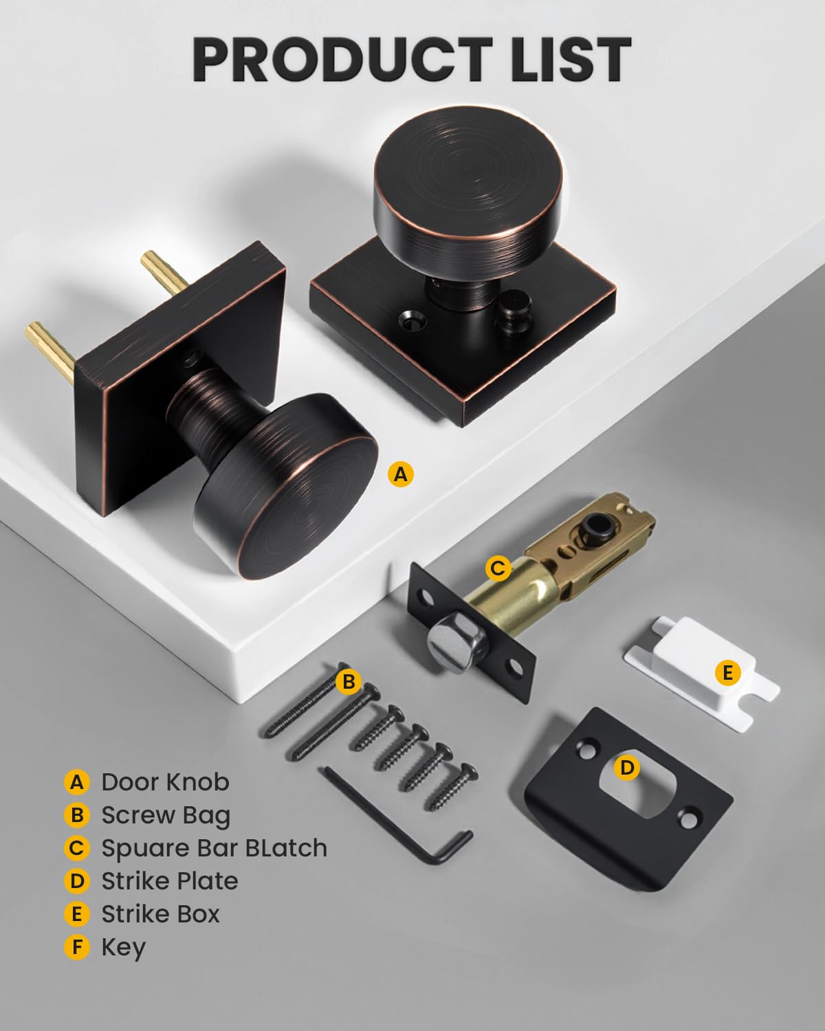 Goldenwarm Oil Rubbed Bronze Privacy Door Knob for Interior Doors, Zinc Alloy Bronze Door Knob Interior for Bedroom & Bathroom, Keyless Lock with Emergency Release, Adjustable & Reversible - 1 Pack