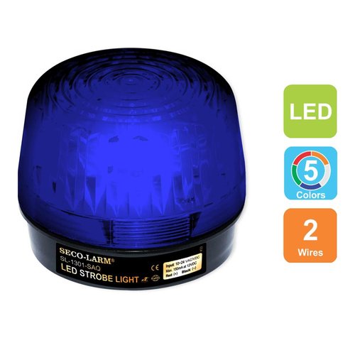 Seco-Larm Enforcer LED Strobe Light with Built-in Programmable Siren, Blue (SL-1301-SAQ/B)