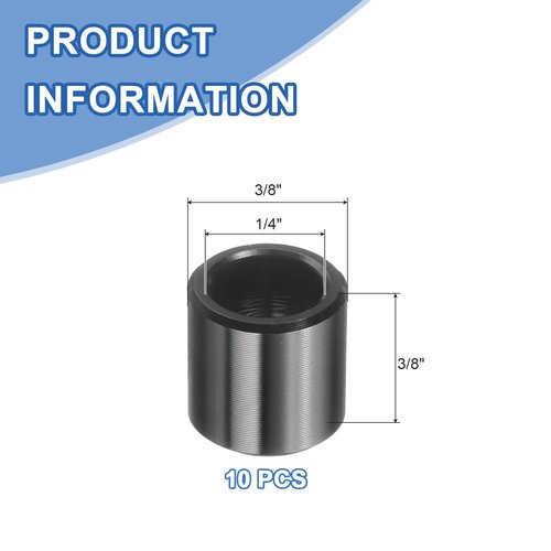 uxcell 10 Pcs Aluminum Spacer, 1/4" Bore x 3/8" OD x 3/8" Length Black Round Spacer Unthreaded Standoff Bushing Plain Finish Metal Spacers