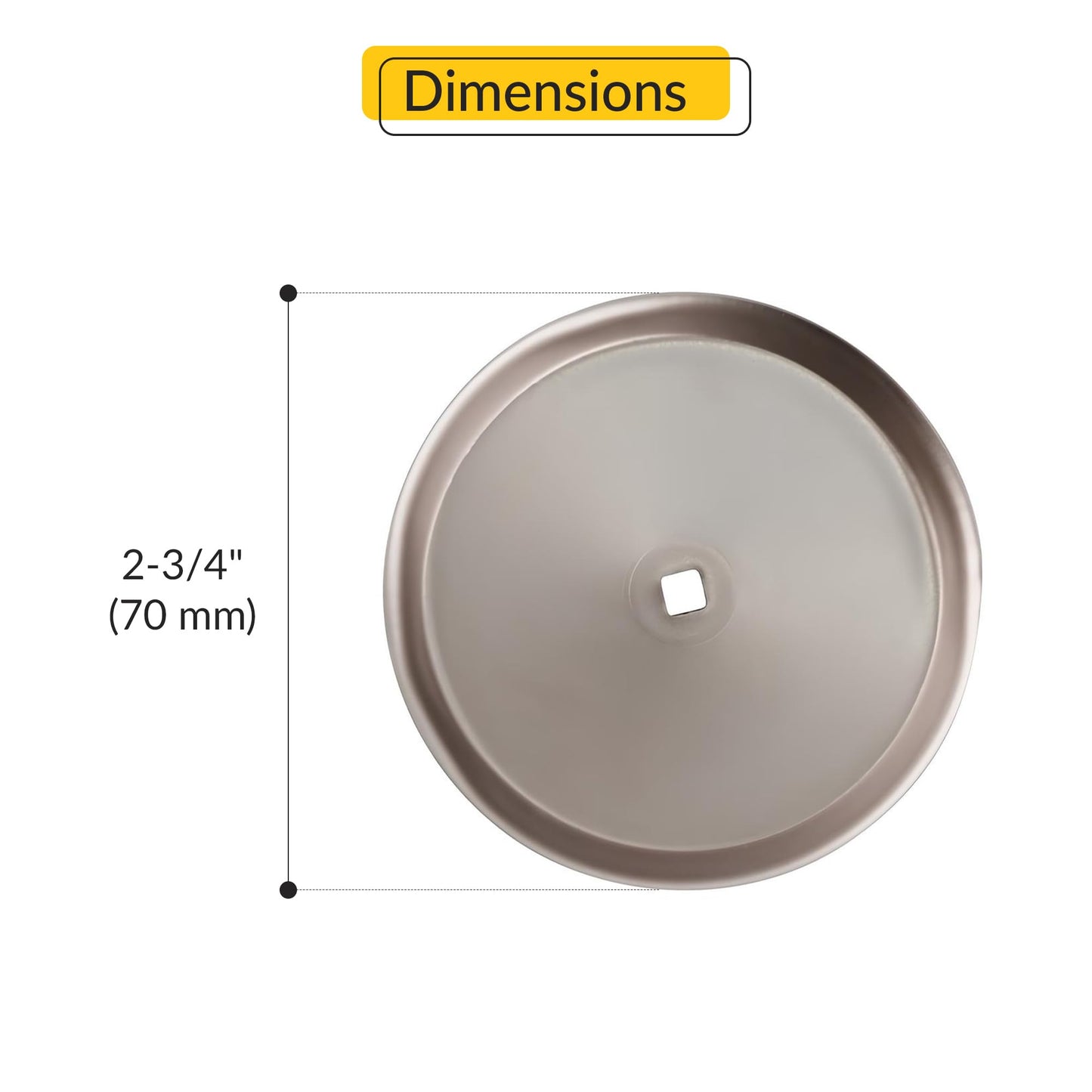 BRIXWELL 900-10221SNK-XCP2 Metal Round Closet Knob Backplate Satin Nickel 2-3/4" - Pack of 2