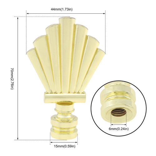 RTNLIT Lamp Finial Cap Knob 2.8 Inch Tall Lamp Finials Decorative Alloy Finials for Lamp Shades, Tapped 1/4-29 Lamp Knob Replacement, Gold