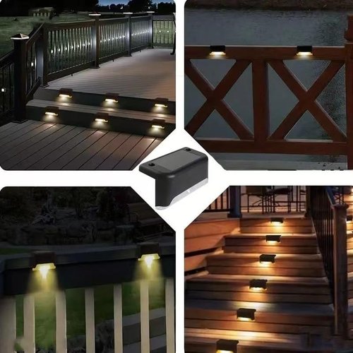 Solar Deck Lights Outdoor 4 Pack - Solar Step Lights, Waterproof Led for Yard, Patio & Stairs (Warm White)