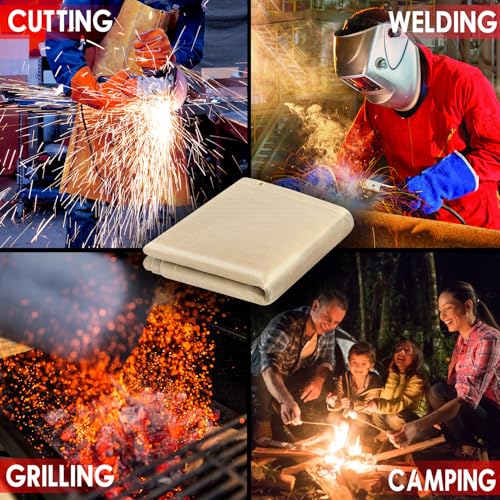 Welding Blanket - Heavy Duty Fiberglass Fireproof Blanket 2 Pack 4 x 6 inch 1022¡ÆF Heat Resistant Flame Retardant Protective Mat High Temp Insulation Fabric Blanket for Soldering Brazing Grill