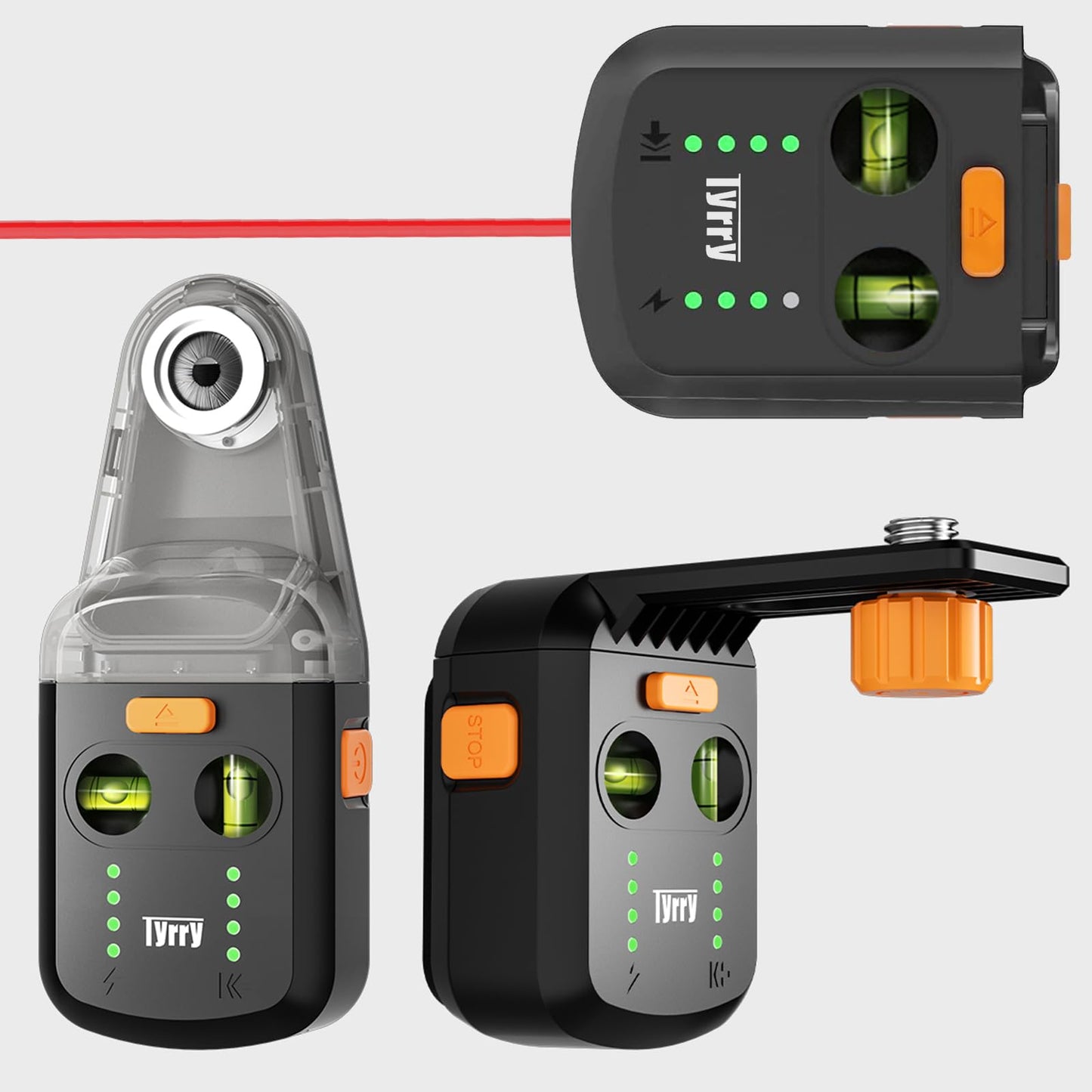 Tyrry 4-in-1 Multifunctional Laser Level Tool with Drilling Dust Collector, Wall Bracket, Electronic Vacuum Suction Cup, Level Tool with Rechargeable Battery for Picture Hanging, Home Renovations