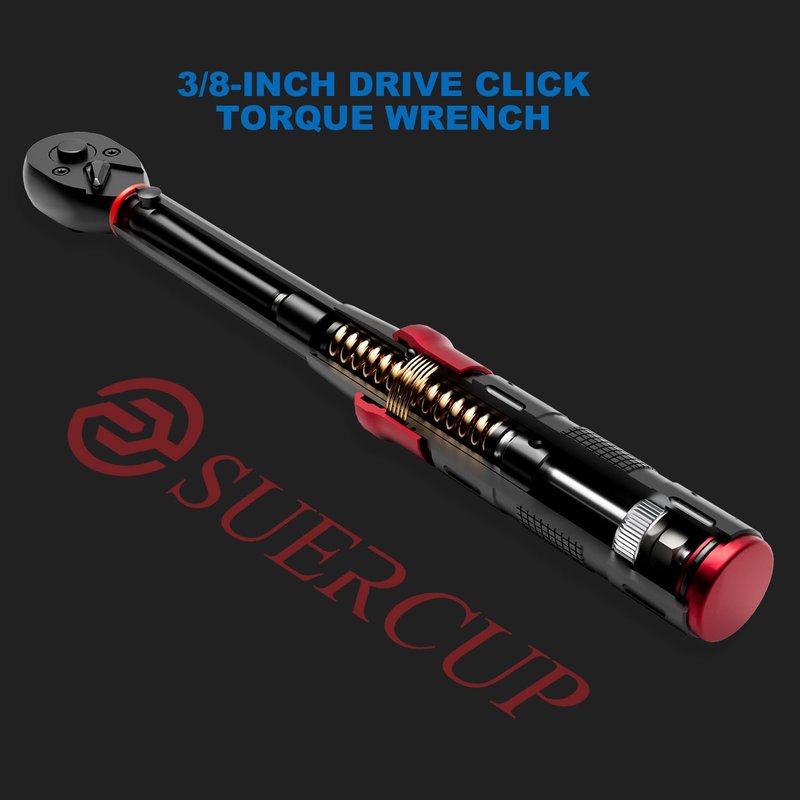 SUERCUP 3/8-Inch Drive Click Torque Wrench - 5-45 Ft-Lb/6.8-61Nm, Dual-Direction Adjustable 72 Tooth Click Torque Wrench for Bike, Motorcycle and Car Repair