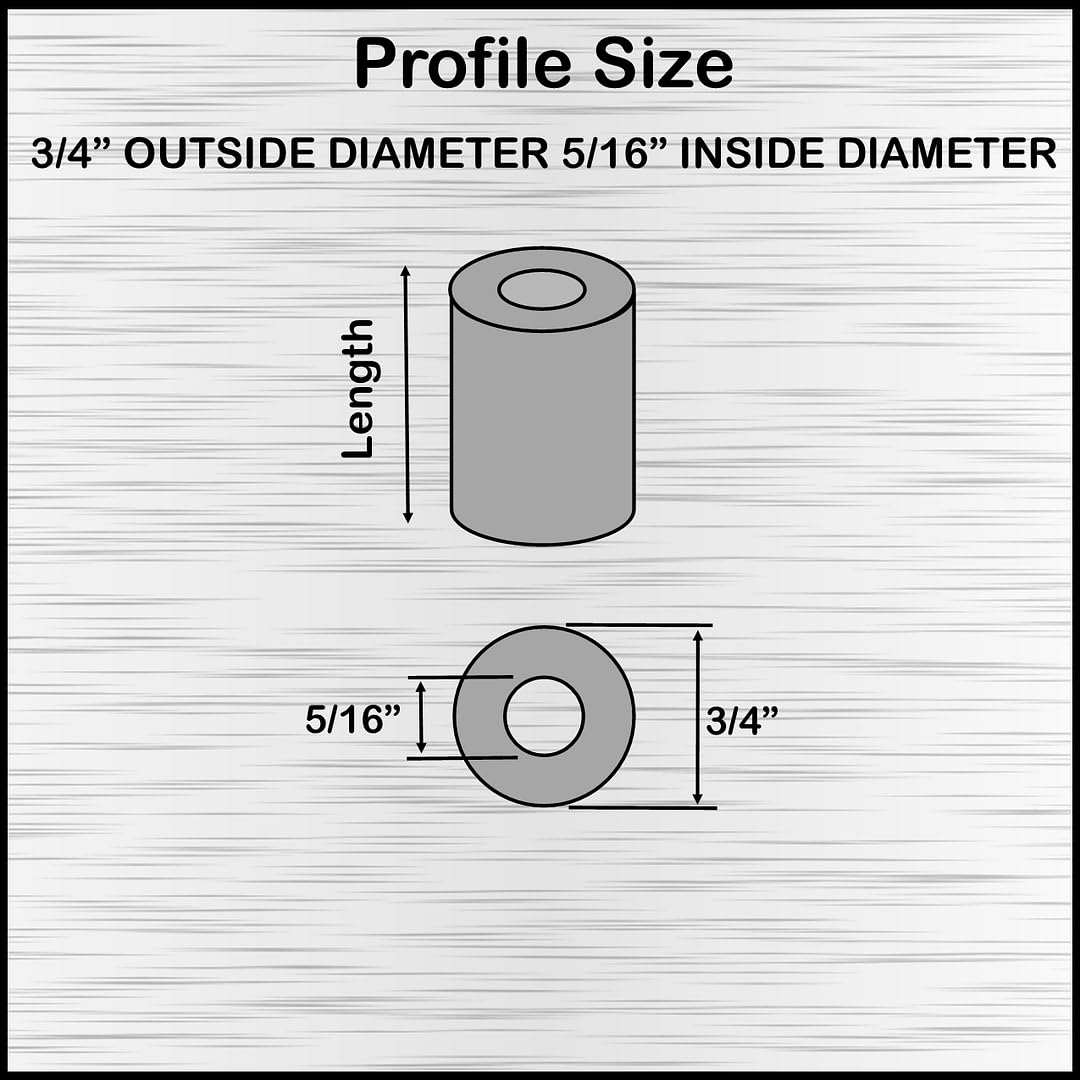 Aluminum Spacer 3/4" OD x 5/16" ID x Choose Your Length, Round Spacer Unthreaded Standoff Bushing Plain Finish, Fits Screws Bolts 5/16" or M8 by Metal Spacers Online (1/2" Length, 10 Pack)