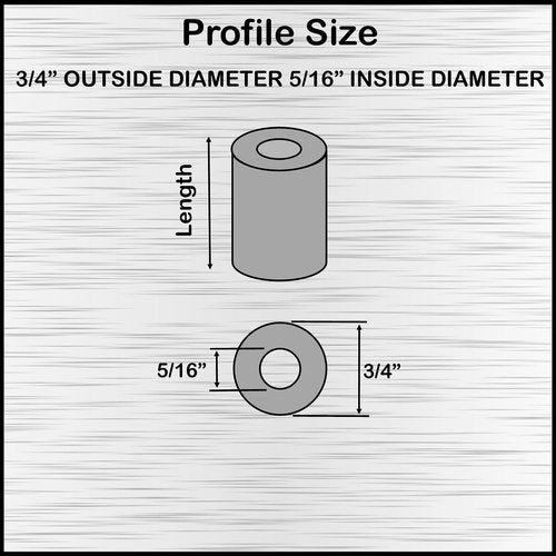 Aluminum Spacer 3/4" OD x 5/16" ID x Choose Your Length, Round Spacer Unthreaded Standoff Bushing Plain Finish, Fits Screws Bolts 5/16" or M8 by Metal Spacers Online (1/2" Length, 10 Pack)
