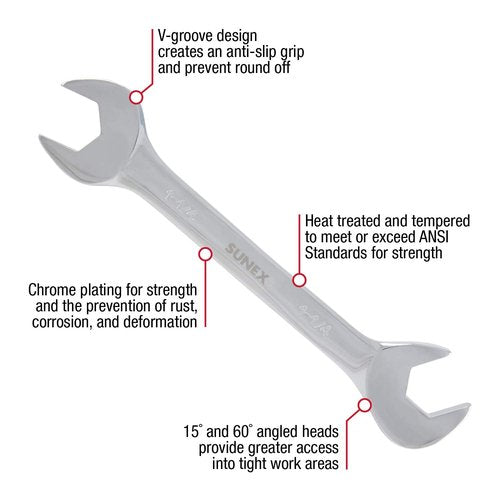 Sunex 9914A 14 Piece Angle Head SAE Wrench Set (FULL POLISH) CRV