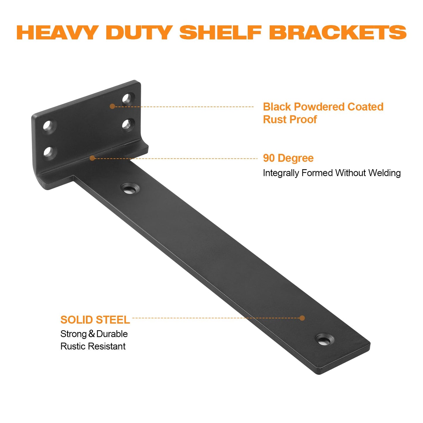 Floating Shelf Bracket 12inch 6 Pack L Brackets for Shelves Black Metal Heavy Duty Shelf Brackets for DIY Decorative with Mounting Hardware