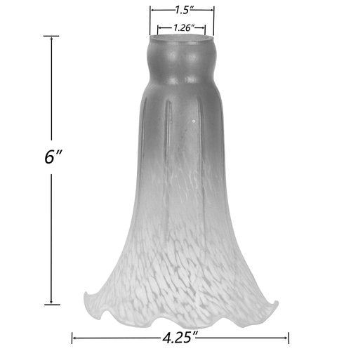 Bieye LS08 Lily Flower Blown Glass Lampshade (White Cyan, Opening I.D. 1.26" x O.D. 1.5")