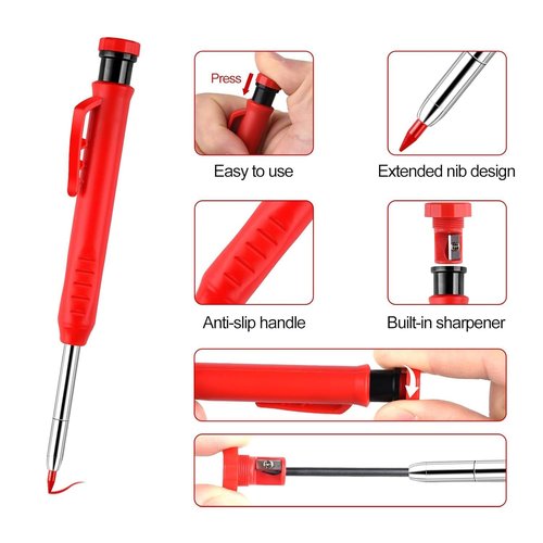 Shmziy Carpenter Mechanical Pencils, Construction Pencils, Deep Hole Woodworking for Marking, Scribering, Drawing (Blue)