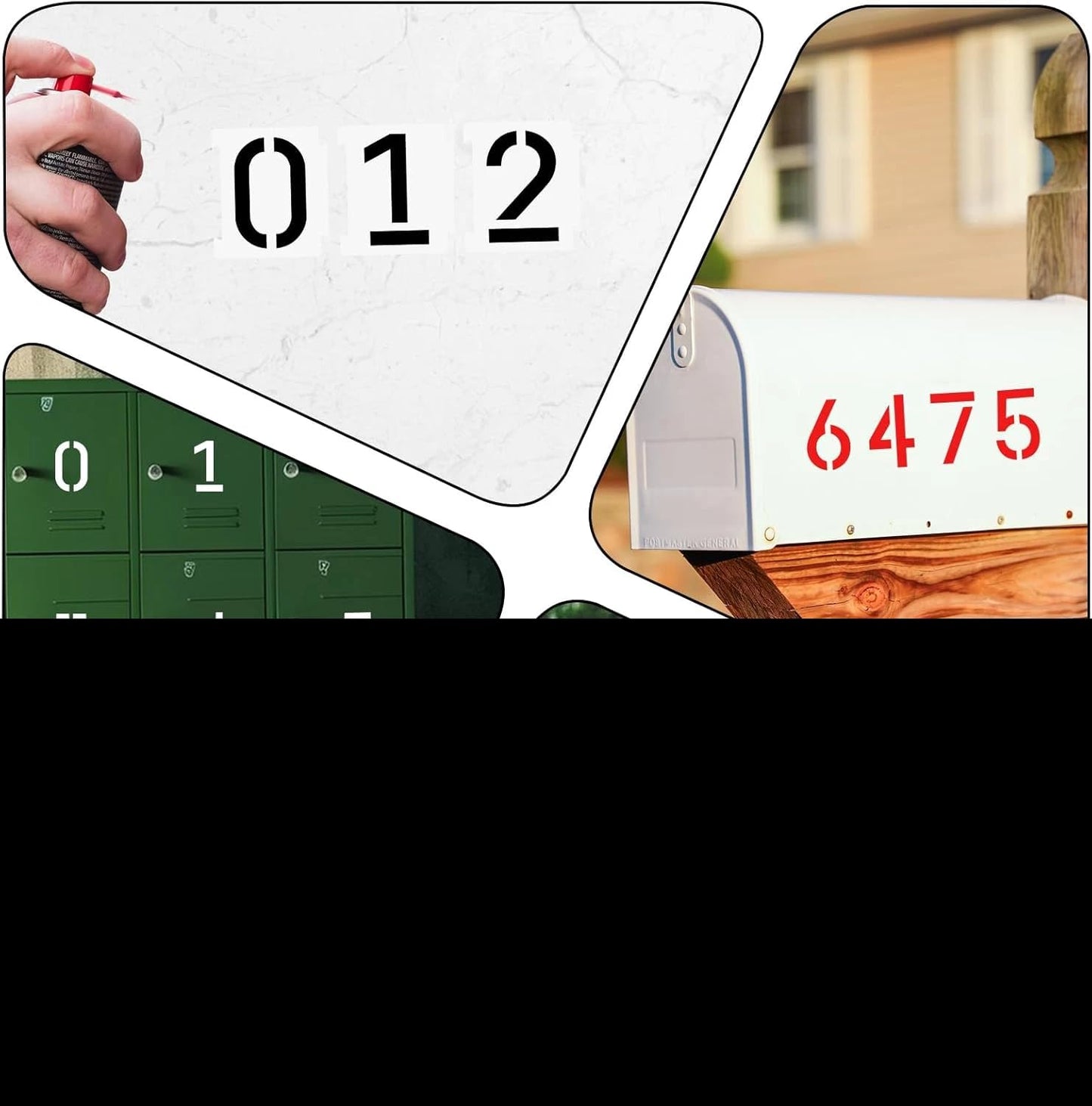 20 Pcs Black Reusable Number Stencils Curb Kit 0-9 Address Number Plastic Numbers Interlocking Stencils for Painting Address on Wall Wood Road Mailbox