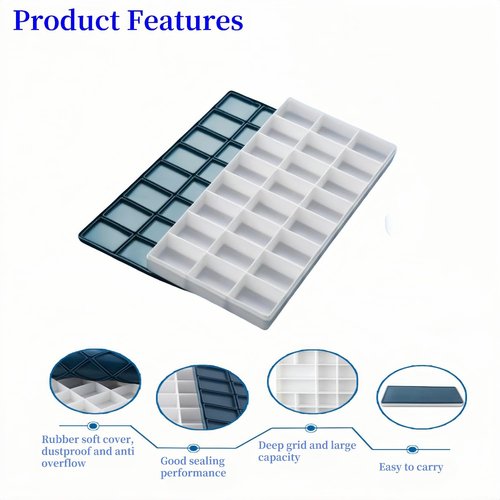 WQHLONGBO 2 Pcs 24 Wells Artist Paint Saver Palette with Rubber Soft Lid,Anti Color Leakage Powder Box,Travel Palette Tray