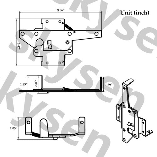 skysen Carbon Steel Self Closing Vinyl Fence Single Gate Hinge and Latch Hardware Kit -2 Hinges and 1 Latch (Single Gate Kit-cs)