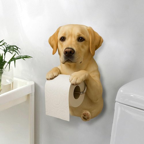 2025 New Dog Toilet Roll Holder, Puppy Theme Wall Mounted Paper Holder Bathroom Decor, Puppy Statue Toilet Paper Holder for Hotel Kitchen Dorm Home RV Restroom (F)