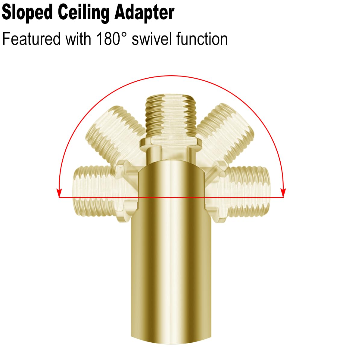 8 Pieces M10 Threaded Extension Poles Lighting Fixture Downrods Stems & 180 Degrees Sloped Ceiling Adapter Kits for Pendant Light, Island Lighting, Chandeliers (Brass)